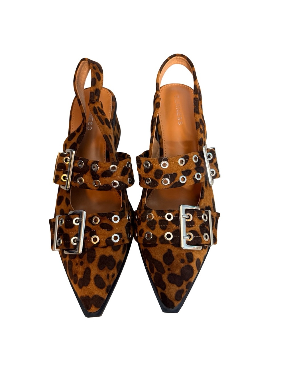 Berness Mary Jane Leopard Print Slingback Block Heel Pumps size 10 double buckle - Picture 3 of 11